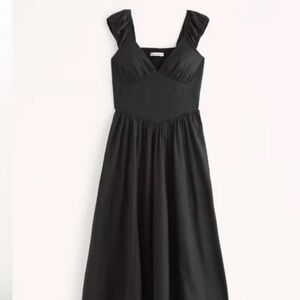 Abercrombie black Cap Sleeve Corset Midi Dress